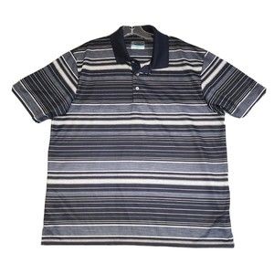 PGA Tour Polo Shirt Mens XL Black Striped Airflux Short Sleeve